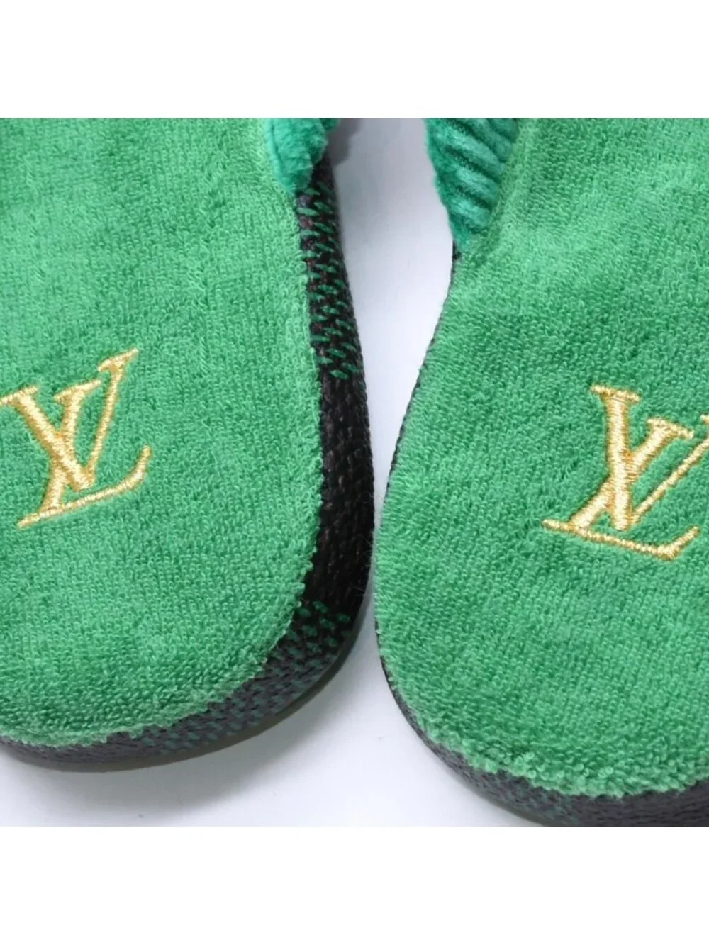 Louis Vuitton LV Palace Line Mules Slippers Damier Pattern Pop Green